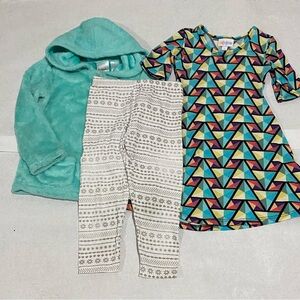 LuLaRoe Girls 24M/2T Bundle Kids Dress & Leggings Hood Set